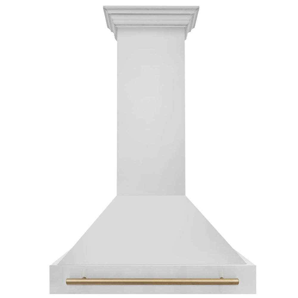 ZLINE Autograph Edition 36-inch range hood in stainless steel and champagne bronze accents 8654STZ-36-CB, front view