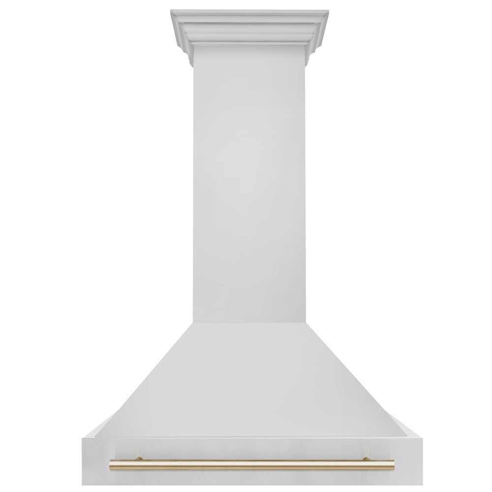 ZLINE Autograph Edition 36-inch range hood in stainless steel and polished gold accents 8654STZ-36-G, front view