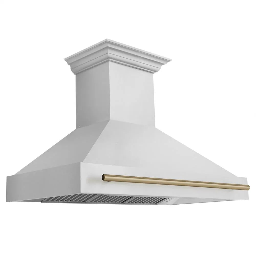 ZLINE Autograph Edition 48-inch range hood in stainless steel and champagne bronze accents 8654STZ-48-CB