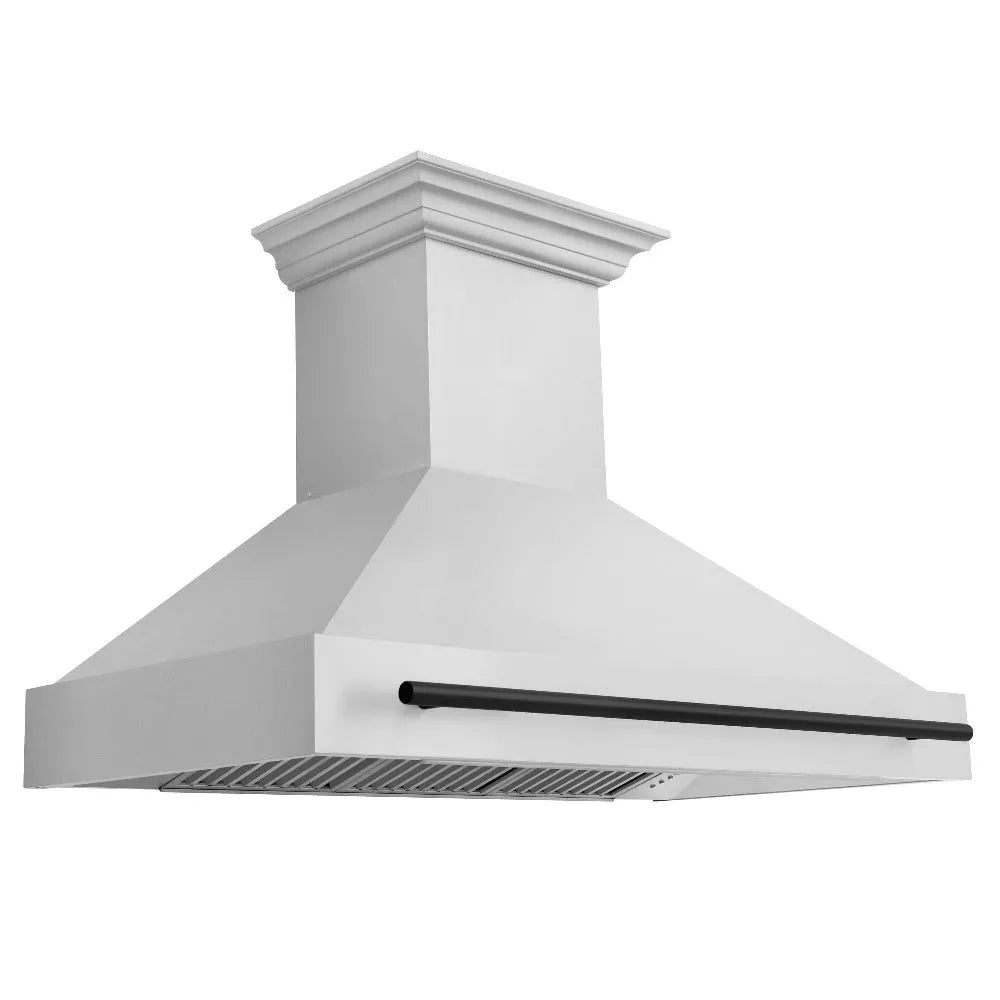 ZLINE Autograph Edition 48-inch range hood in stainless steel and matte black accents 8654STZ-48-MB