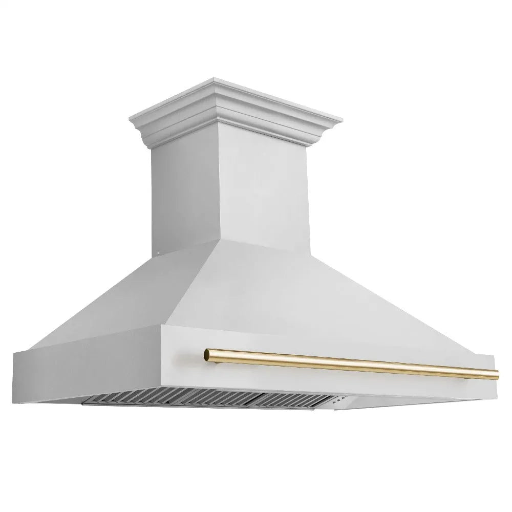 ZLINE Autograph Edition 48-inch range hood in stainless steel and polished gold accents 8654STZ-48-G