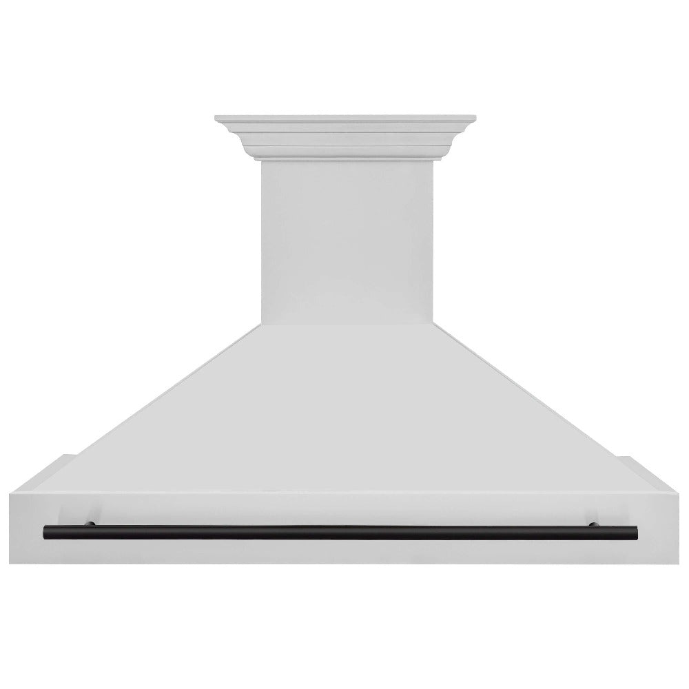 ZLINE Autograph Edition 48-inch range hood in stainless steel and matte black accents 8654STZ-48-MB, front view