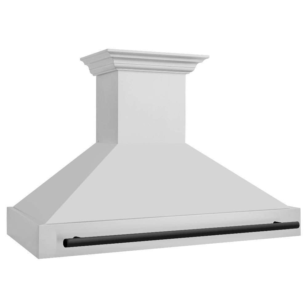 ZLINE Autograph Edition 48-inch range hood in stainless steel and matte black accents 8654STZ-48-MB, side view