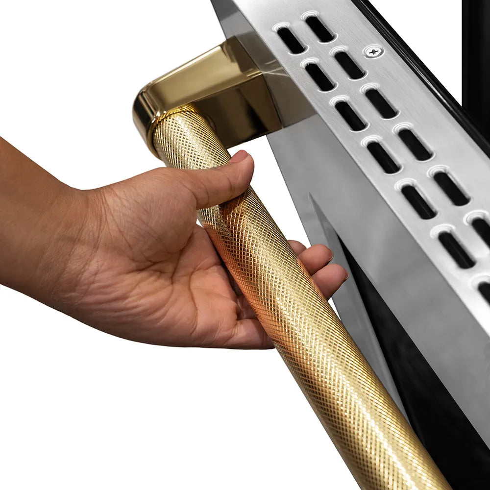 ZLINE Autograph Edition Paramount 48-inch range in stainless steel and polished gold accents PSDRZ-48-KG, detail