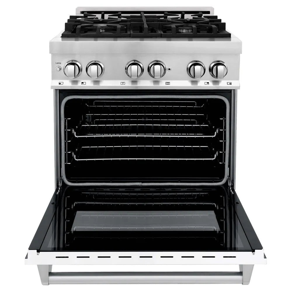 ZLINE Legacy 30-inch range in stainless steel with white matte door RA-WM-30, front view