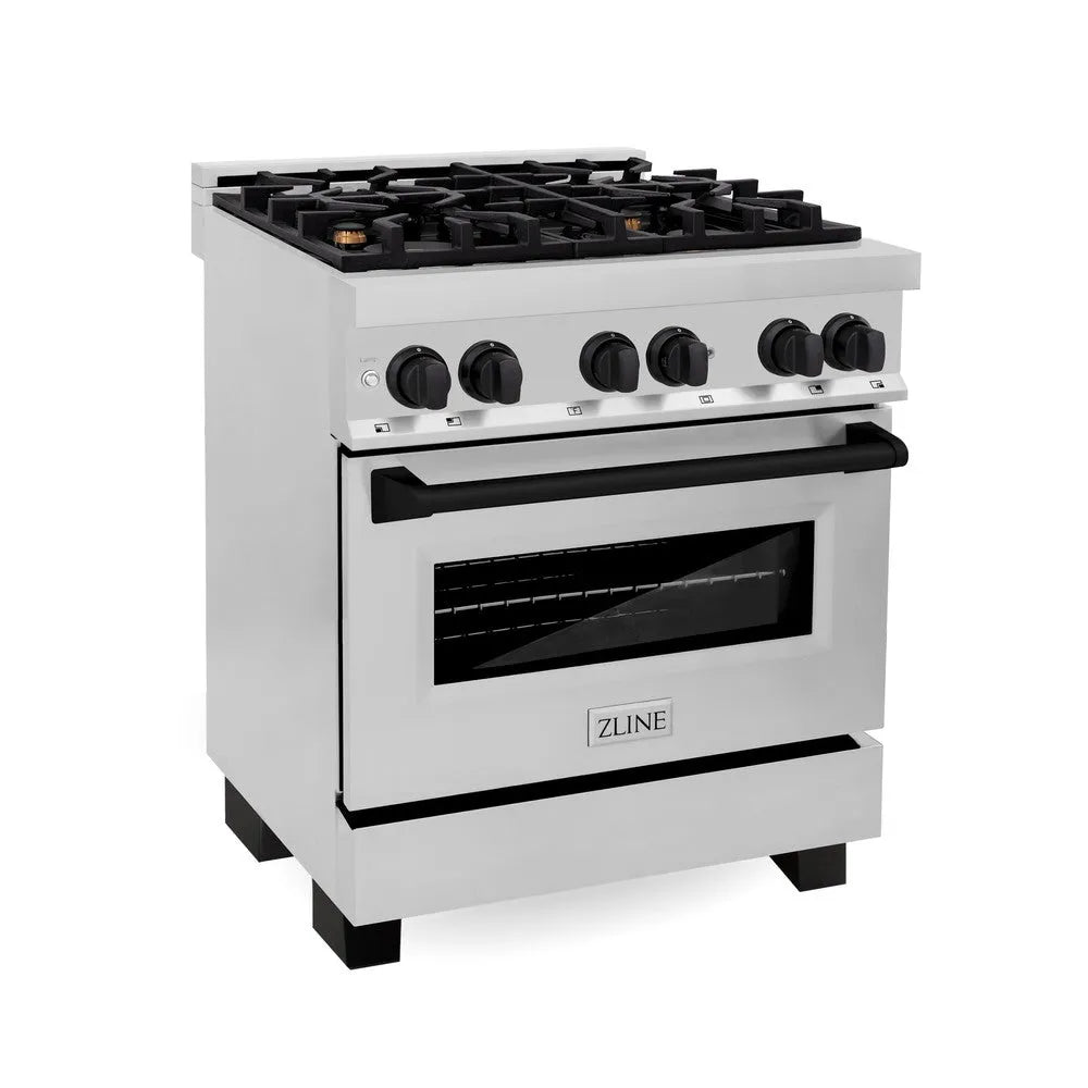 ZLINE Autograph Edition Legacy 30-inch range in stainless steel and matte black accents RAZ-30-MB