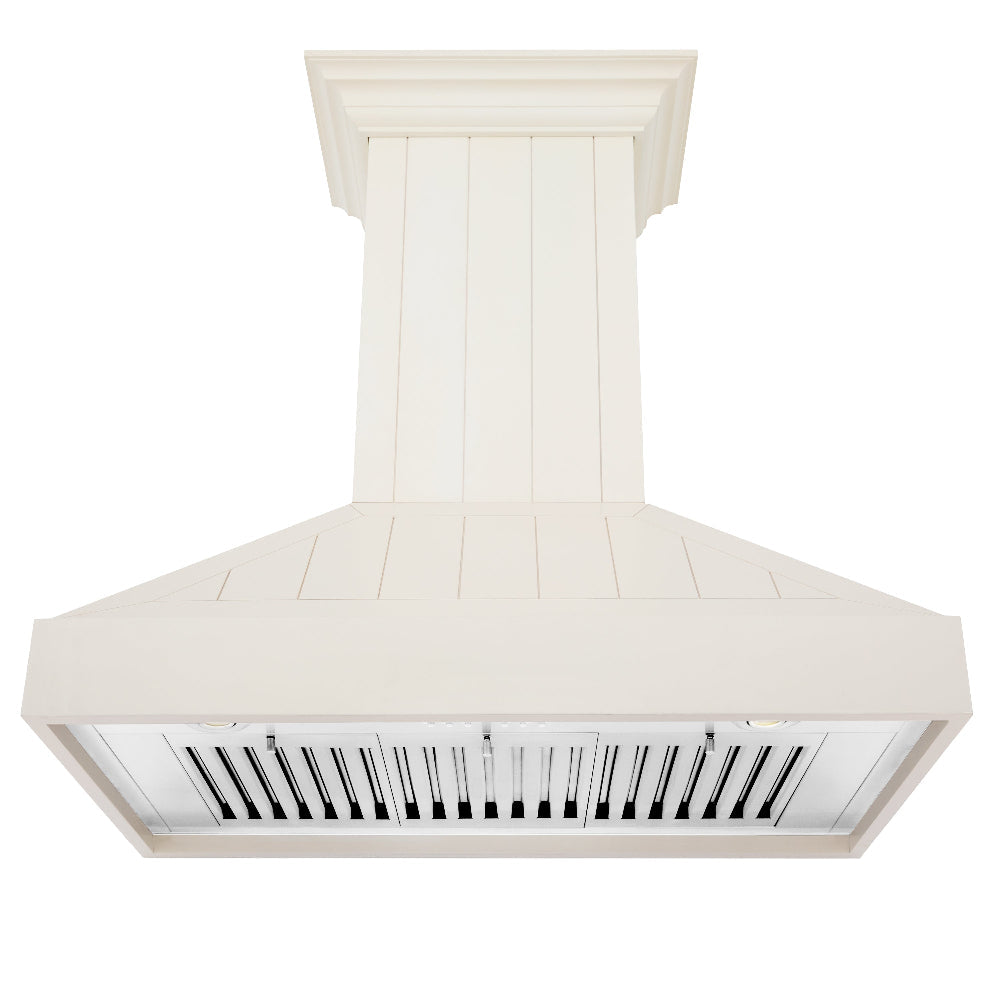 ZLINE Wooden 36-inch range hood in cottage white KPTT-36, front view