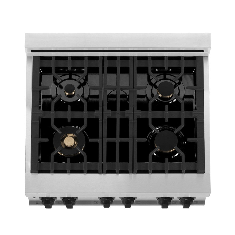 ZLINE Autograph Edition Legacy 30-inch range in stainless steel with white matte door and matte black accents RAZ-WM-30-MB, view 7