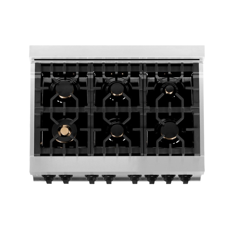 ZLINE Autograph Edition Legacy 36-inch range in stainless steel and matte black accents RAZ-36-MB, view 7
