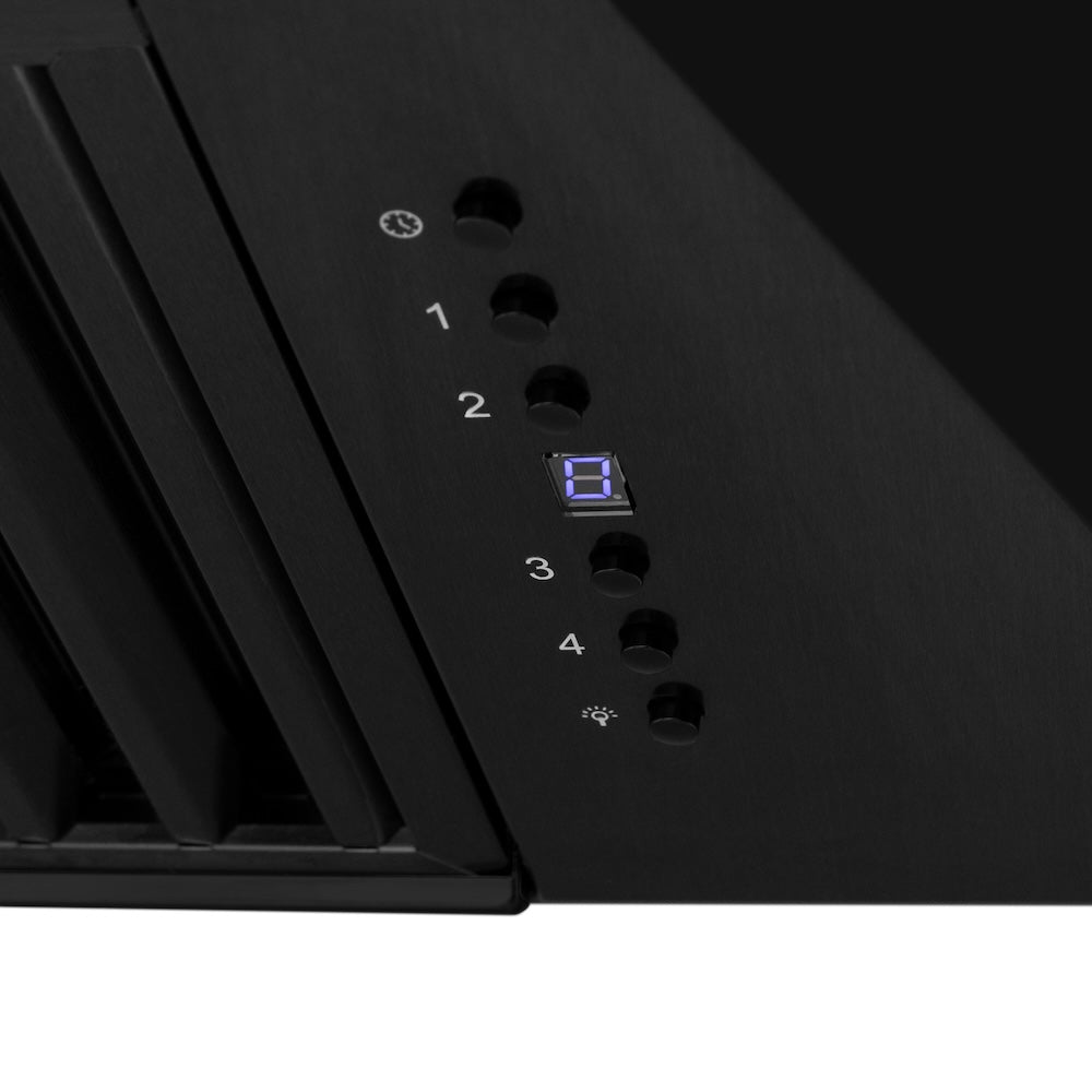 ZLINE Autograph Edition 30-inch range hood in black stainless steel and polished gold accents BS655Z-30-G, view 6