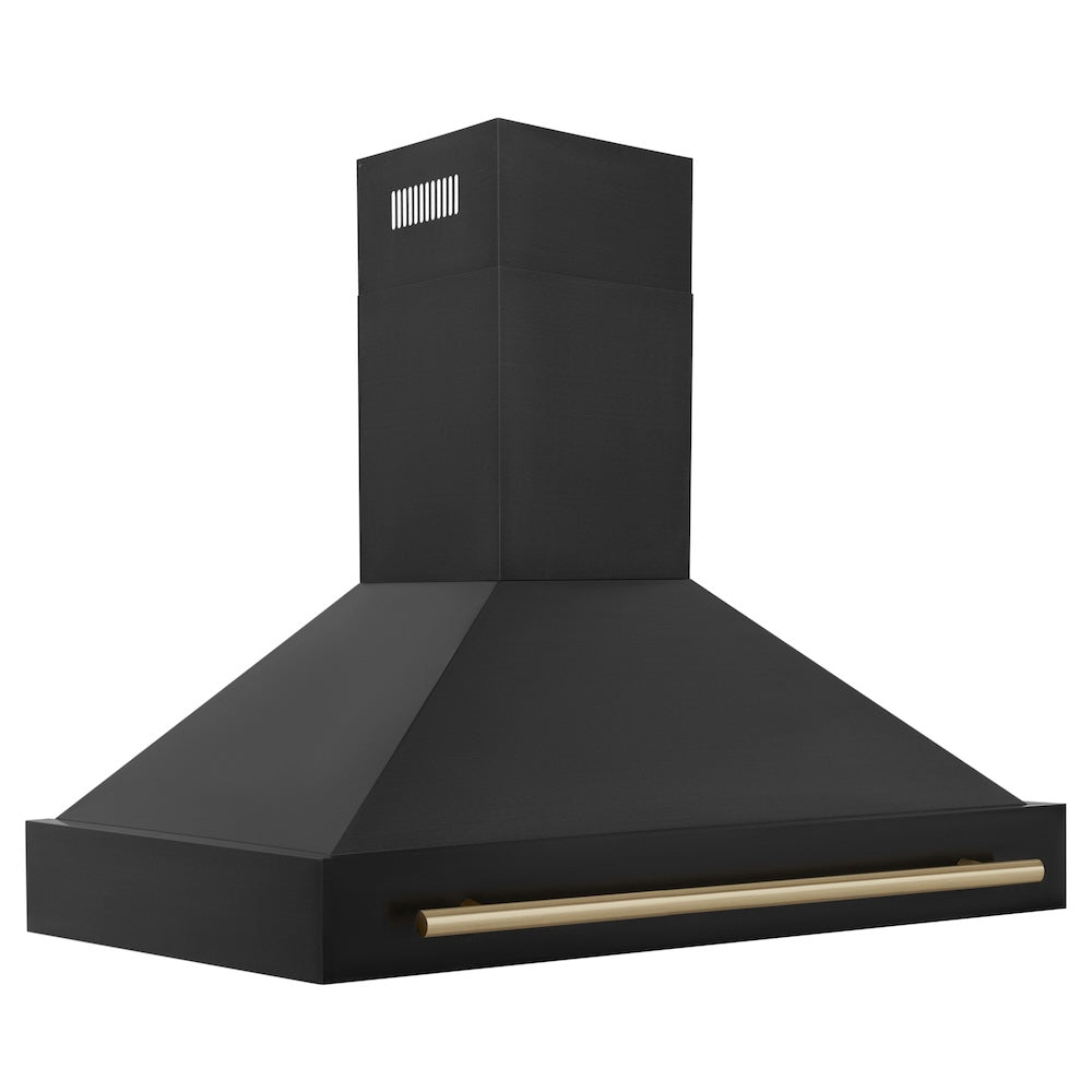 ZLINE Autograph Edition 48-inch range hood in black stainless steel and champagne bronze accents BS655Z-48-CB, side view