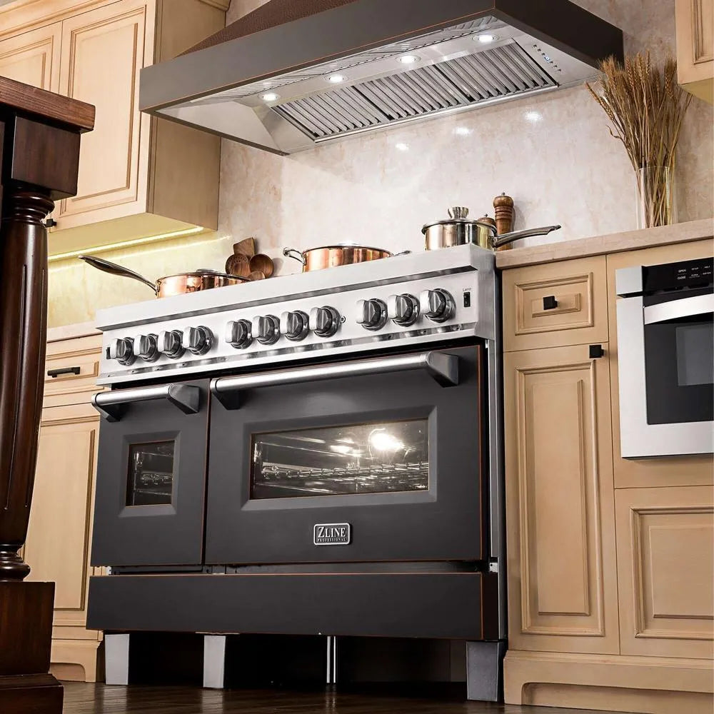 ZLINE Designer 48-inch range hood in hand-hammered copper 655-HBXXX-48, view 2
