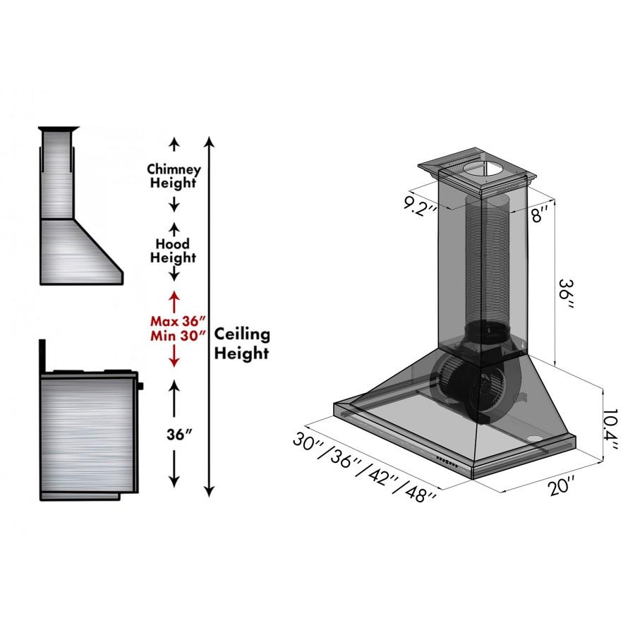 ZLINE Designer 42-inch range hood in oil-rubbed bronze 8KBB-42, view 7