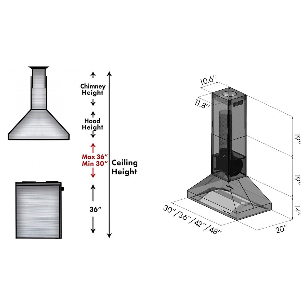 ZLINE Outdoor 36-inch range hood in stainless steel 597I-304-36, view 7