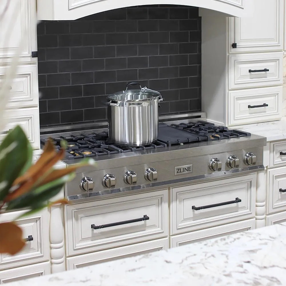 ZLINE Legacy 48-inch rangetop in satin stainless steel RTS-BR-48, from above