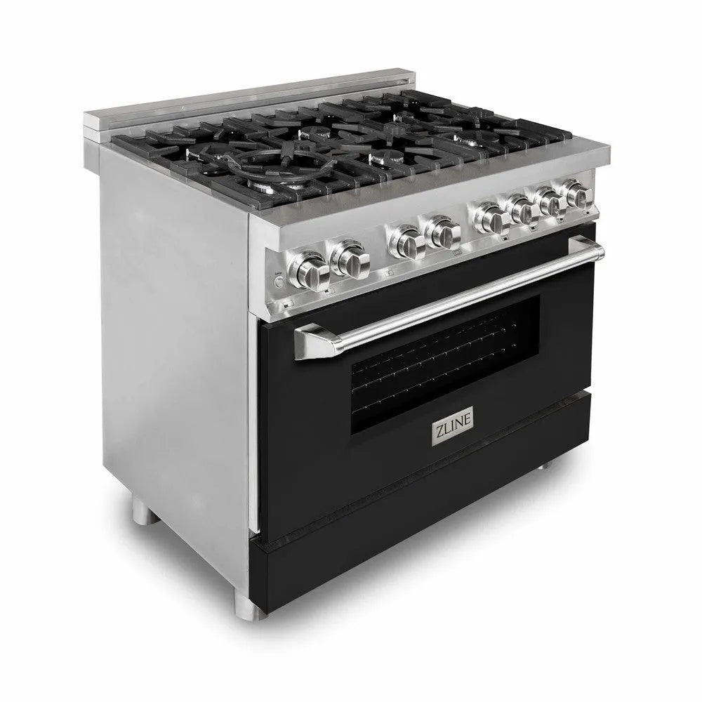 ZLINE Legacy 36-inch range in stainless steel with black matte door RA-BLM-36