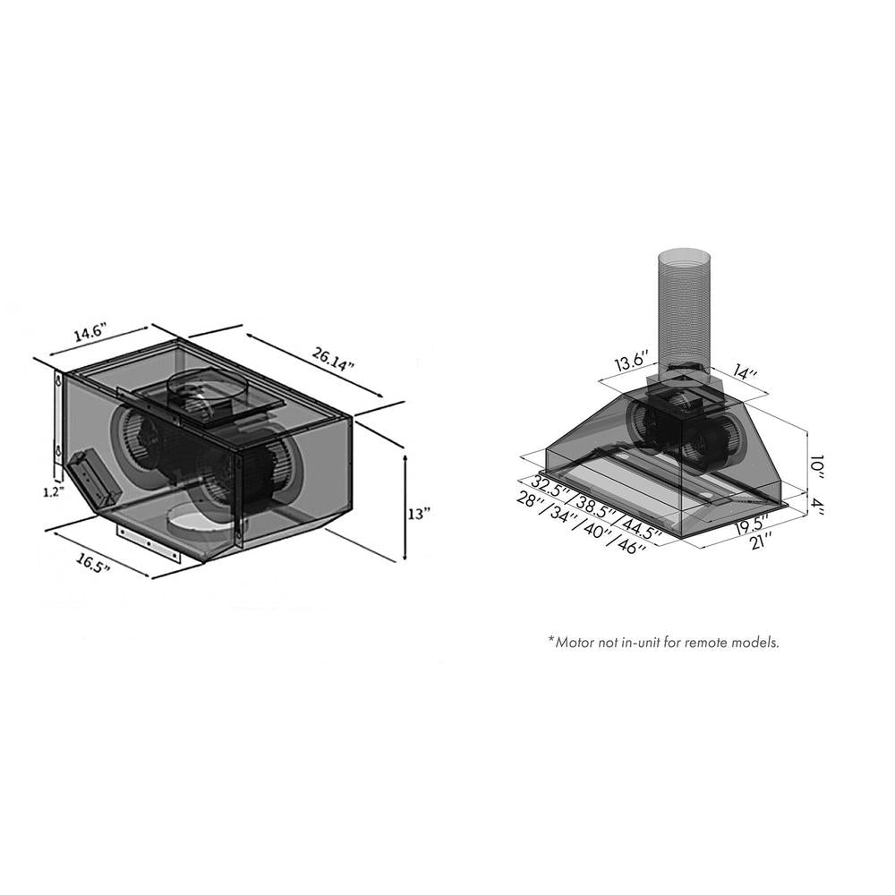 ZLINE Remote Blower 46-inch range hood in stainless steel 721-RD-46, view 7