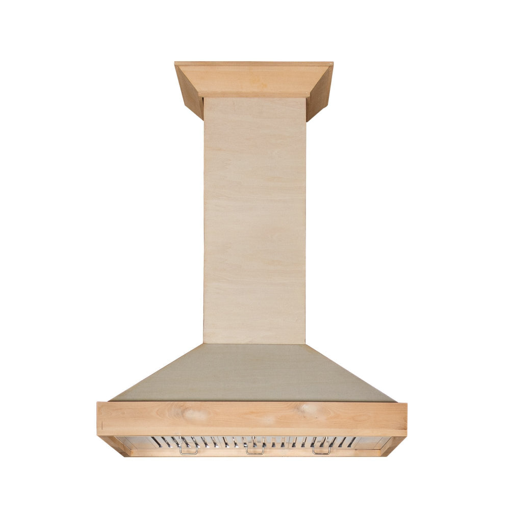 ZLINE Wooden 30-inch range hood in unfinished wood KBUF-30, view 4