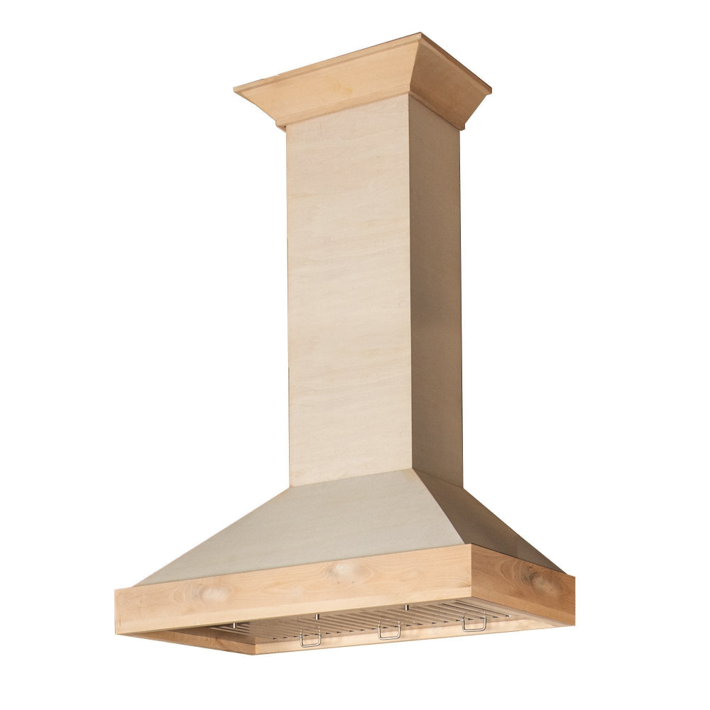 ZLINE Wooden 30-inch range hood in unfinished wood KBUF-30, view 3