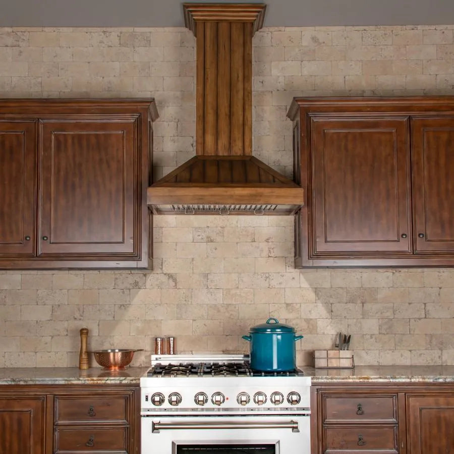ZLINE Wooden 36-inch range hood in rustic light KPLL-36, view 2