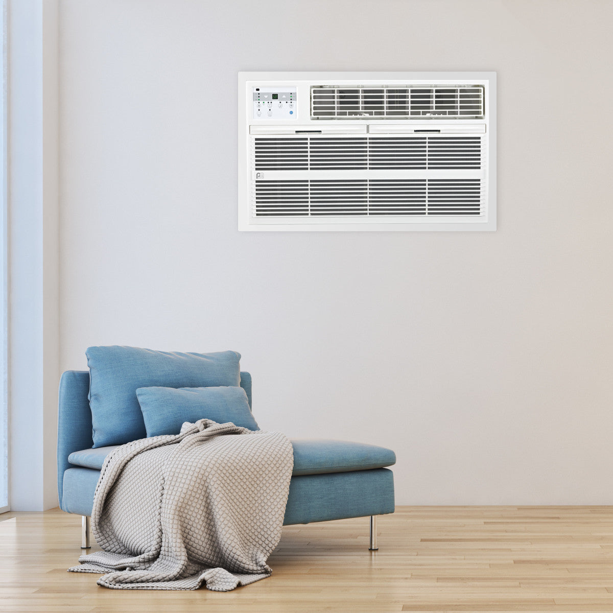 12,000 BTU 230V Through-the-Wall Air Conditioner with 10,600 BTU Electric Heater, Follow-Me Remote Control